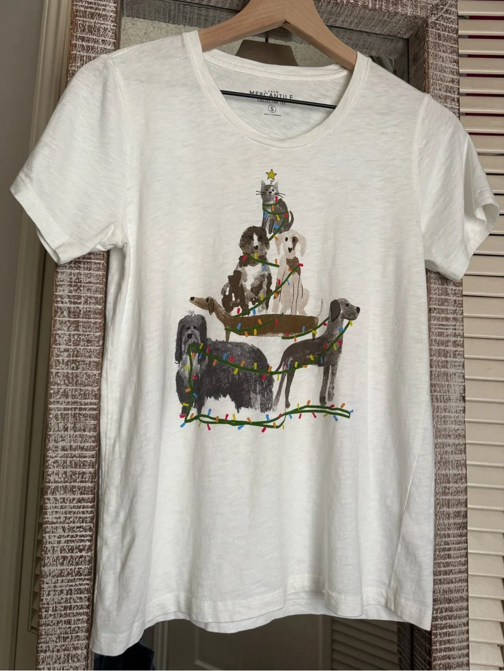 J. Crew Mercantile Collector Tee with Pet Holiday Graphic